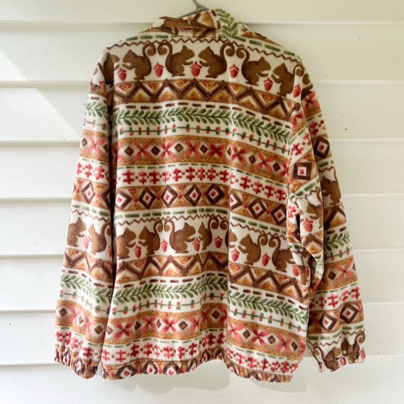 Vintage BonWorth XL Squirrel Fall Fleece Zip Jacket Boho Tribal Y2K - Picture 7 of 10